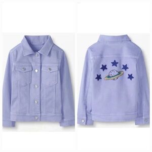 Hanna Andersson Purple Denim Jacket w Space Design Sz 10